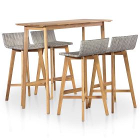 5 Piece Patio Dining Set Solid Acacia Wood