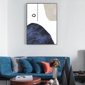 Blue Gray Geometric Abstract Hand Painted Wall Decor Art Poster Ocean Seaside Thick Gray Black Oil Painting Simple Design Wall Art, Unframed. (Option: 60x90)