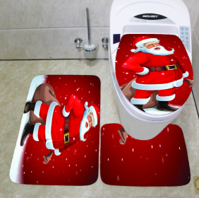 Merry Christmas Bathroom Curtain Santa Claus Toilet Seat Christmas Decorations (Option: Style7 45x75cm)